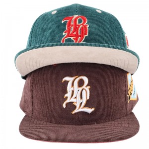 Bordado de hombre personalizado 5 Panel Snapback Snapback Corduroy Hats