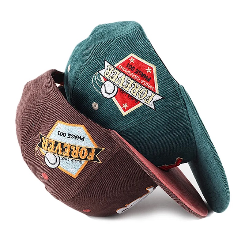 Bordado de hombre personalizado 5 Panel Snapback Snapback Corduroy Hats