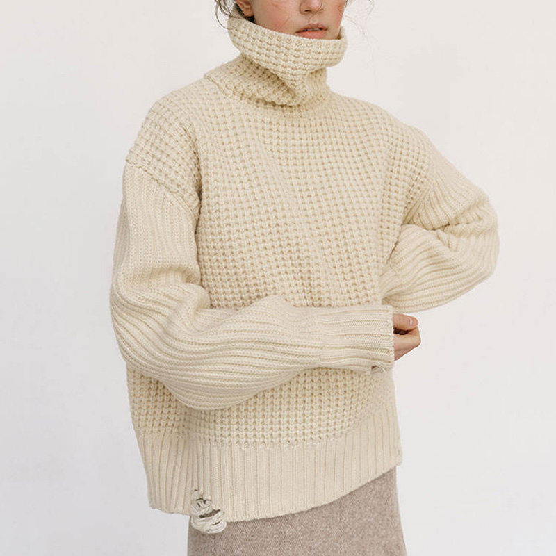 Knitwear Factory Custom Fall Winter Fashion Casual Turtleneck Burnitty Knitts