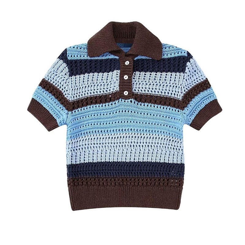 Mujeres de la primavera de verano Fashion Jacquard Mesh Knited Sweater