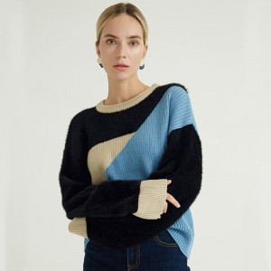 Ver imagen más grande Agregar para comparar Compartir otoño Invierno Diseñador italiano personalizado Color de contraste Fit Teo Crew Pure Pull Over Cashmere Sweater para mujeres