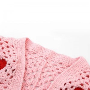 Crochet Hollow-Out Short Short Female Love Bordery Knitting Cardigan Cardigan