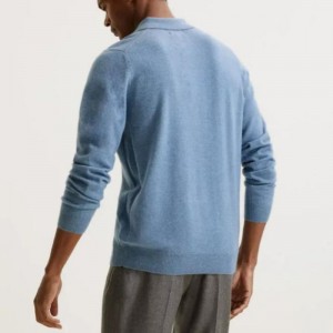suéter en blanco italiano en blanco con collar de polo