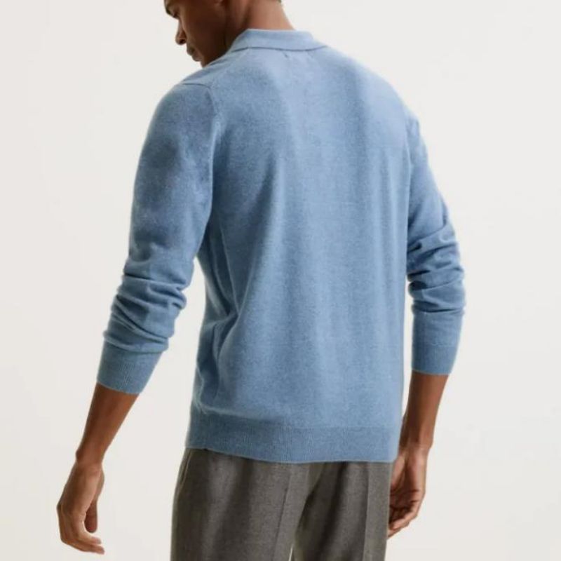 suéter en blanco italiano en blanco con collar de polo