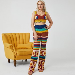 Deep con cuello en V hecho a mano Crochet Sexy Women Séter Top