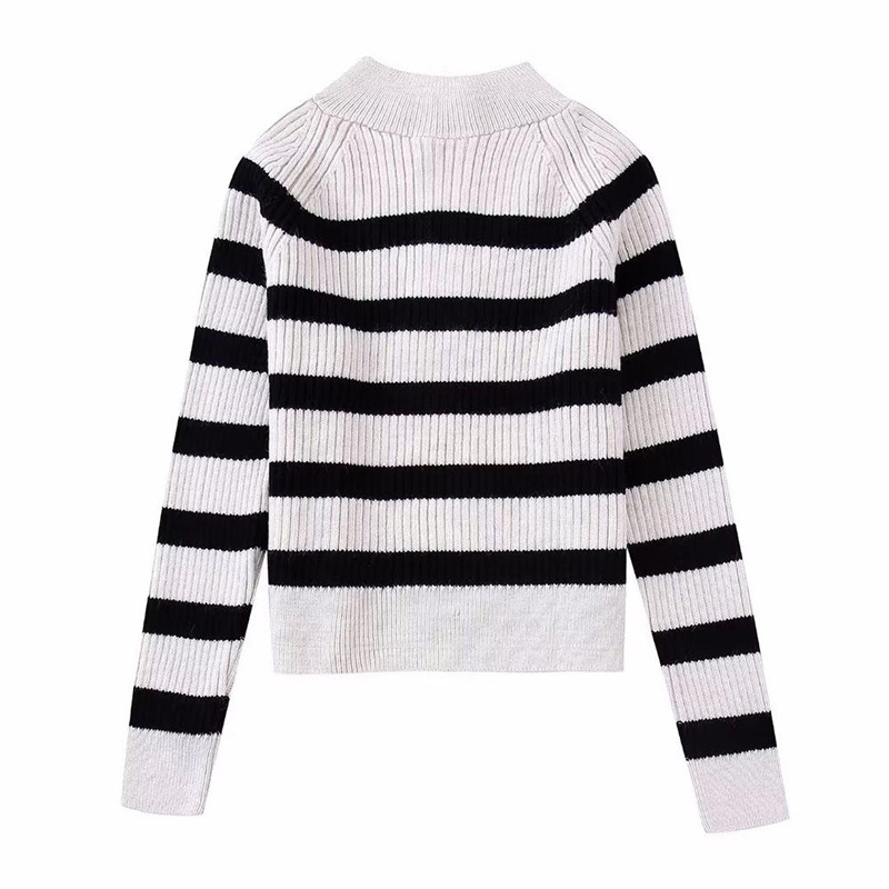 Autumn New Fashion Stripe Sweater Vintage Vintage de manga larga Mujer suéter