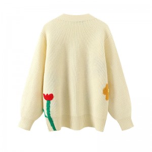 Sweaters de diseñadores Sweaters personalizados de bordado de cañón en V de gran tamaño Jacquard Cardigan suelto Mujeres para mujer