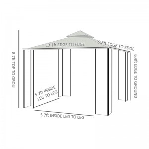 10 \\\\ \'x 13 \\\\\' Pergola de cenador suave suave al aire libre con cortinas, cenador de marco de acero de 2niveles para patio, crema blanco