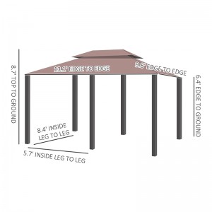 10 \\\\ \'x 13 \\\\\' Al aire libre Gazebo de pérgola suave con cortinas, cenador de marco de acero de 2niveles para patio, caqui