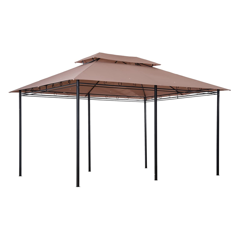10 \\ 'x 13 \\' Al aire libre Gazebo de pérgola suave con cortinas, cenador de marco de acero de 2niveles para patio, caqui