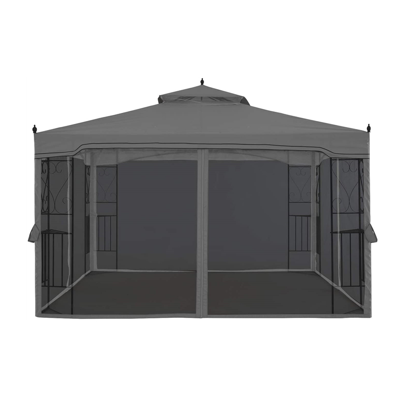 10 \\ 'x 10 \\' Cosopol de jardín de cenador de patio al aire libre con cortinas de malla extraíbles tela beige beige