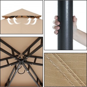 10 \\\\ \'x10 \\\\\' Gazebos para patios Gazebo hexagonal al aire libre con redes y cortinas de privacidad