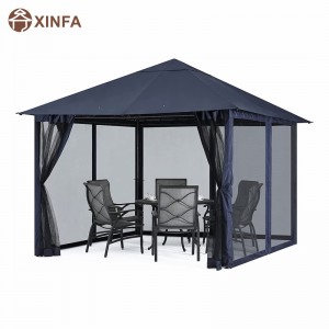 10x 10ft Gazebo Gazebo Canopy con reducción de mosquitos para césped, jardín, patio trasero, azul