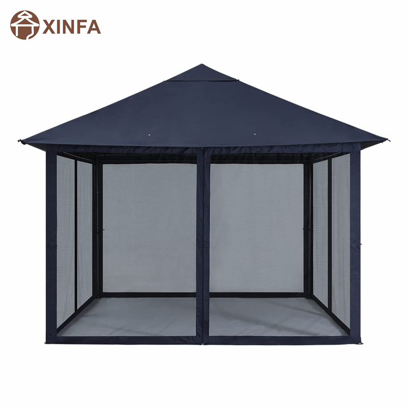 10x 10ft Gazebo Gazebo Canopy con reducción de mosquitos para césped, jardín, patio trasero, azul