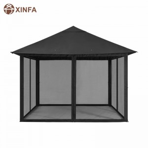10x 10 pies Gazebo Gazebo Canopy con reducción de mosquitos para césped, jardín, patio trasero,negro