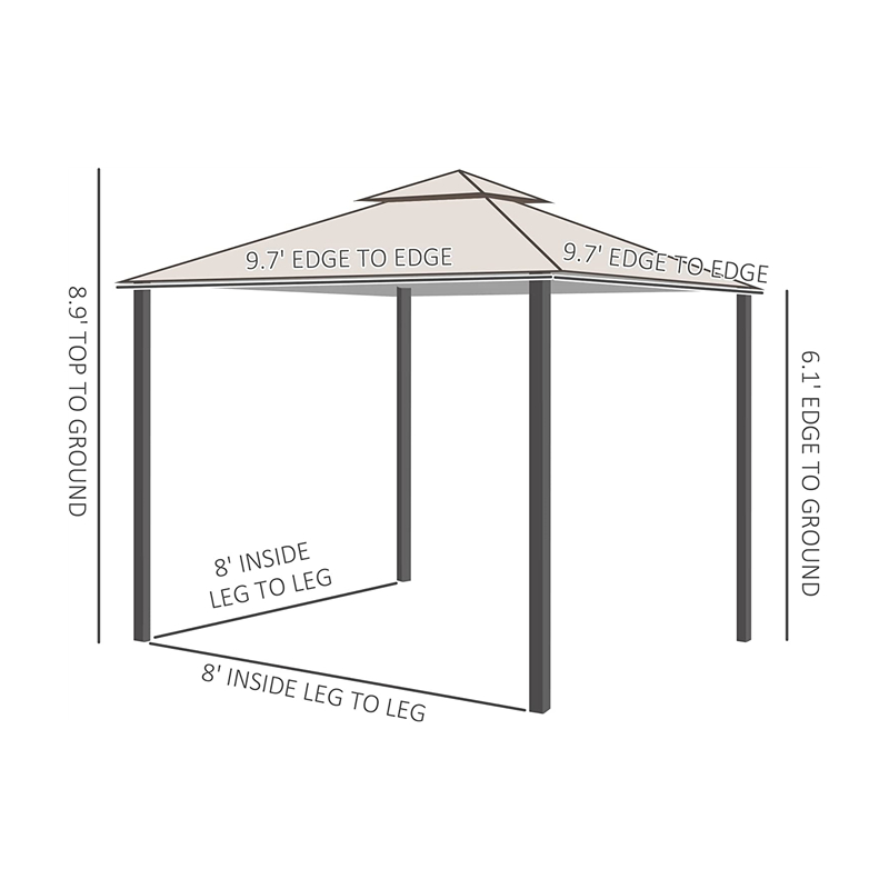 10 \\ 'x 10 \\' Copa de copa de cañón de patio al aire libre con paredes laterales de malla, dosel de 2niveles para patio trasero, beige