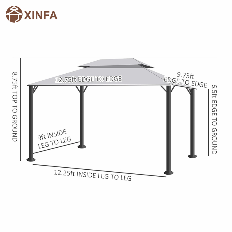 10 \\ 'x 13 \\' Gazebo Gazebo Techo doble Gazebo Gazebo Canopy Refugio con redes&cortinas, gris