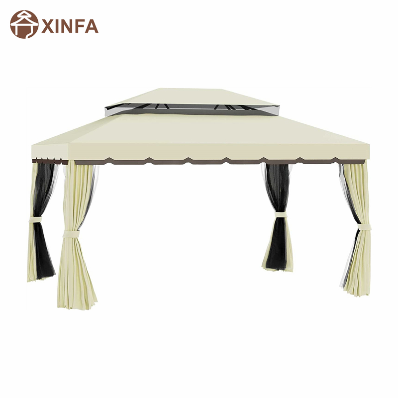 10 \\ 'x 13 \\' Gazebo Gazebo Techo doble Gazebo Gazebo Gazebo Congente con red&cortinas, amarillo claro