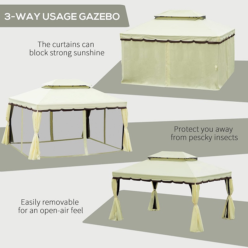 10 \\ 'x 13 \\' Gazebo Gazebo Techo doble Gazebo Gazebo Gazebo Congente con red&cortinas, amarillo claro