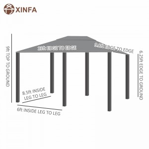 10 \\\\ \'x 13 \\\\\' Al aire libre Gazebo Gazebo Canopy Shelter con 6 paredes laterales extraíbles, gris