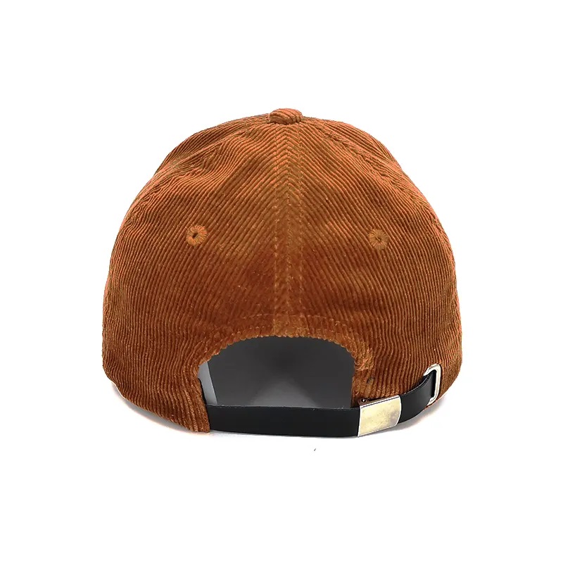 Sombrero de pana de pana bordado personalizado bordado con correa de cuero, sombrero de snapback de pana/cap gorro al por mayor con correa de cuero hacia atrás, sombrero de snapback de pana/cap al por mayor