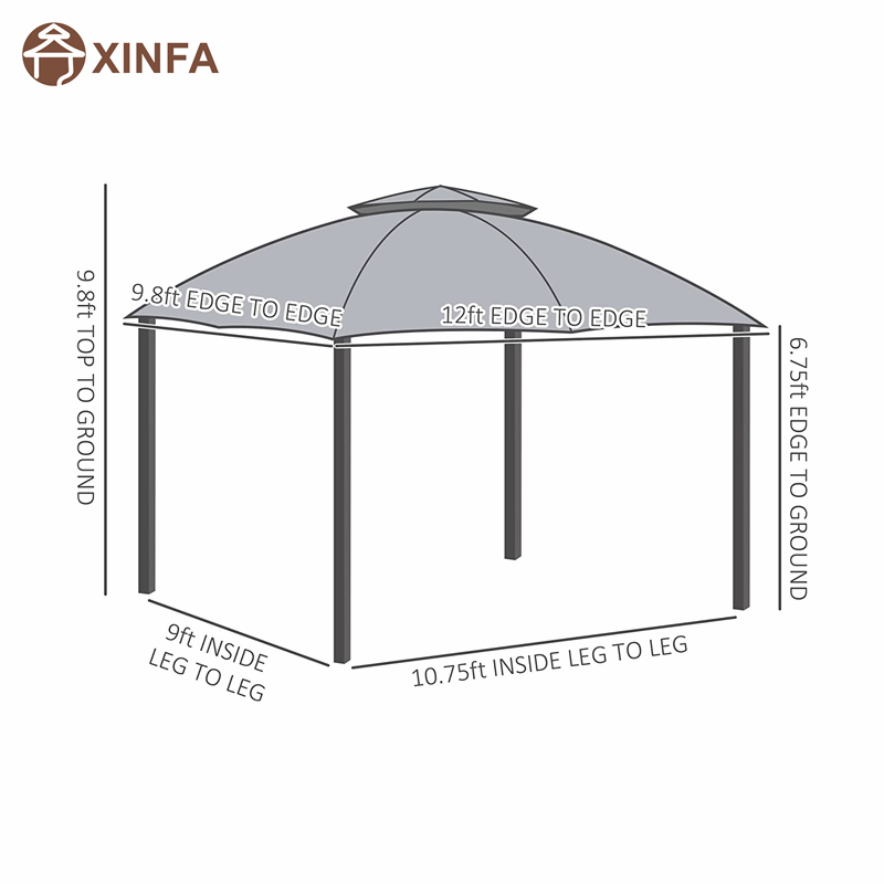 10 \\ 'x 12 \\' Gazebo GazoBo Patio Gazebo Canopy Shelter w/do doble techo ventilado, paredes laterales de malla con cremallera, gris