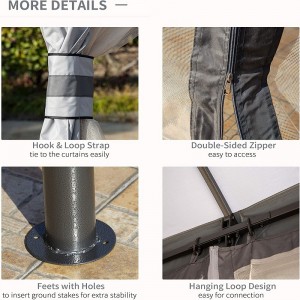 10 \\\\ \'x 12 \\\\\' Gazebo GazoBo Patio Gazebo Canopy Shelter w/do doble techo ventilado, paredes laterales de malla con cremallera, gris