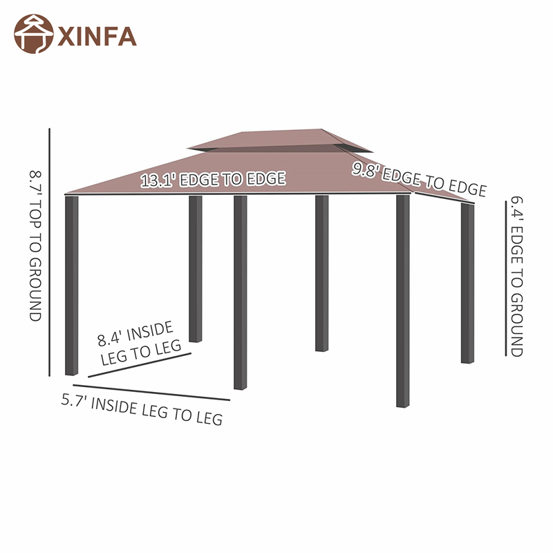 10 \\ 'x 13 \\' Al aire libre Gazebo de pérgola suave con cortinas, cenador de marco de acero de 2niveles para patio, caqui