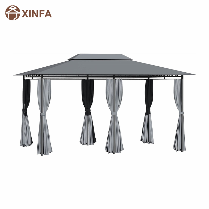 10 \\ 'x 13 \\' 2 de acero de acero Gazebo para el patio Soft Top Gazebo Pergola al aire libre con cortinas, Sabio Gray