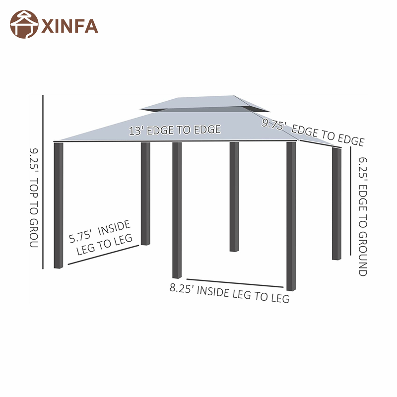 10 \\ 'x 13 \\' 2 de acero de acero Gazebo para el patio Soft Top Gazebo Pergola al aire libre con cortinas, Sabio Gray