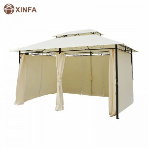 10 \\\\ \'x 13 \\\\\' Férgola de cenador suave suave al aire libre con cortinas, crema blanca de 2niveles de acero Gazebo para patio