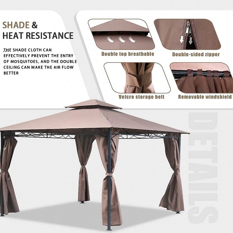 10 \\ 'x 13 \\' Gazebo Block Sun Shade Canopy, carpa impermeable con cortinas toldos de fiesta plegables portátiles