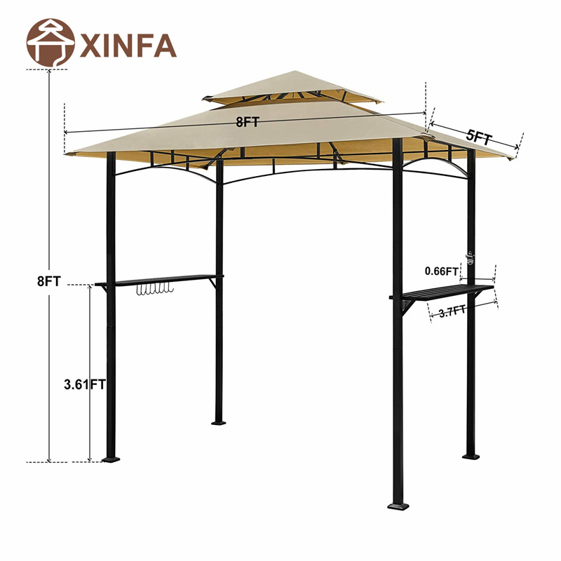 8 \\ 'x 5 \\' 2niveles Top Grill Gazebo Patio Barbacoa de patio Barbacue refugio con marco de acero resistente