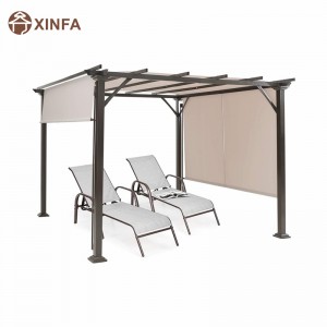 10 \\\\ \'x 10 \\\\\' Pergola al aire libre, estructura de sombra de muebles de patio, cenador de pérgola de acero al aire libre con tonos de dosel retráctiles