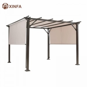 10 \\\\ \'x 10 \\\\\' Pergola al aire libre, estructura de sombra de muebles de patio, cenador de pérgola de acero al aire libre con tonos de dosel retráctiles