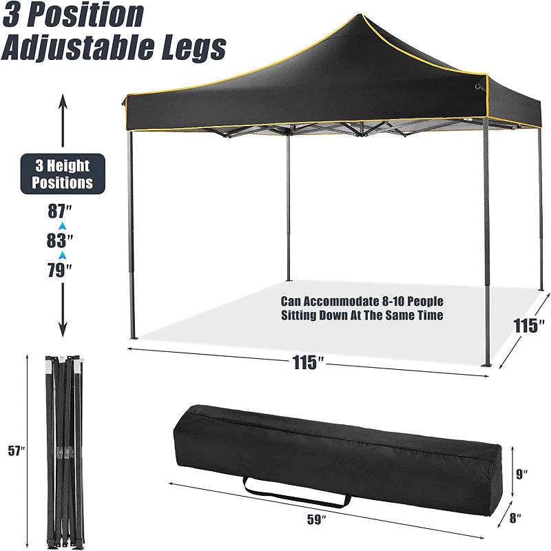 10x 10 carpa emergente carpa comercial Instant Gazebo Tienda de dosel impermeable para fiestas acampandonegro