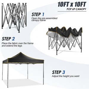 10x 10 carpa emergente carpa comercial Instant Gazebo Tienda de dosel impermeable para fiestas acampandonegro