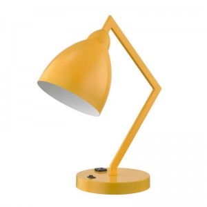 Lámpara de escritorio con brazo y cabeza de metal fijo con una salida de alimentación integrada y en/off Rocker Switch en la base para la sala de visitas