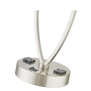 Duerme una lámpara de mesa de luz con acabado deníquel cepillado, un interruptor de balancín en/off y dos salidas en la habitación