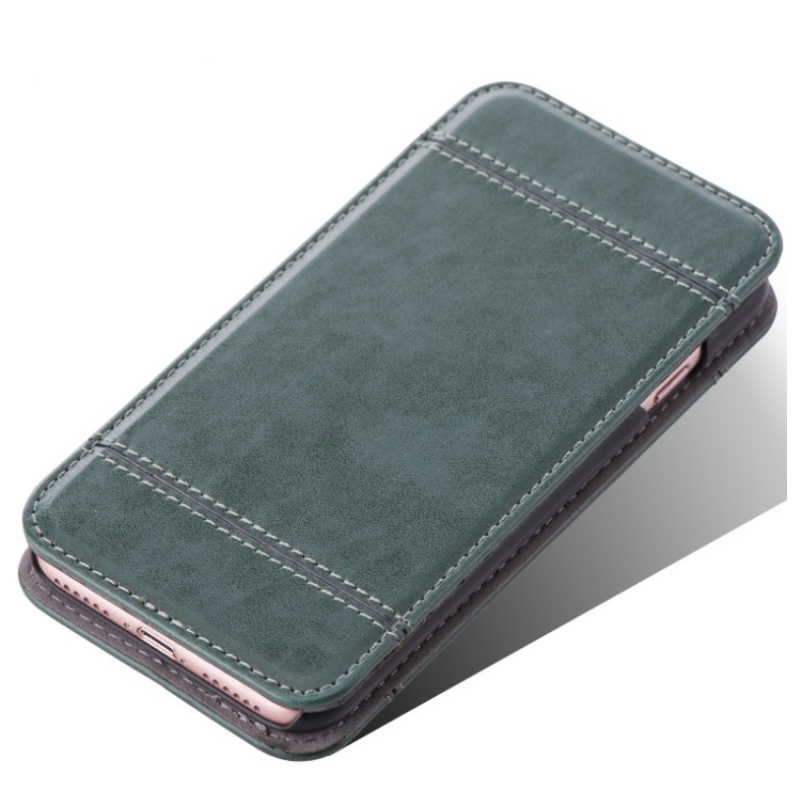 Case de protección de teléfono de cuero genuino de Apple, caja de teléfonos con tarjeta de volteo izquierdo y derecho, caja de teléfono de billetera cero, caja de cuero de iPhone