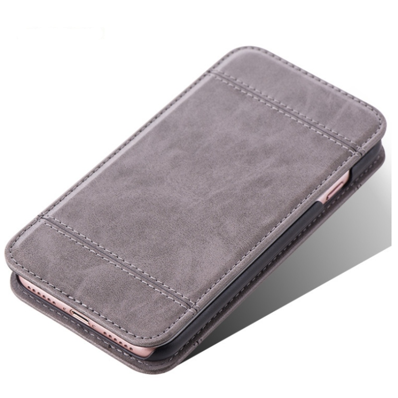 Case de protección de teléfono de cuero genuino de Apple, caja de teléfonos con tarjeta de volteo izquierdo y derecho, caja de teléfono de billetera cero, caja de cuero de iPhone