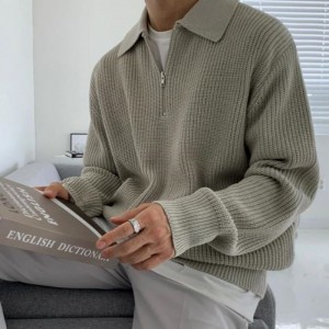 Jugua del jersey del jersey de los hombres del jersey del jersey suéter con cremallera de cuello de cuello de tortuga en espesor