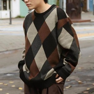 Venta de suéter de punto de moda de cuello redondo para hombres para hombres