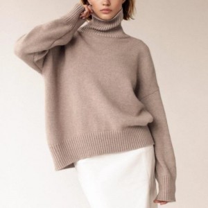 Sweater Sweet Loose Solid Turtle Neck Women