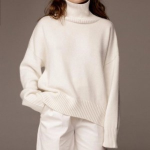 Sweater Sweet Loose Solid Turtle Neck Women