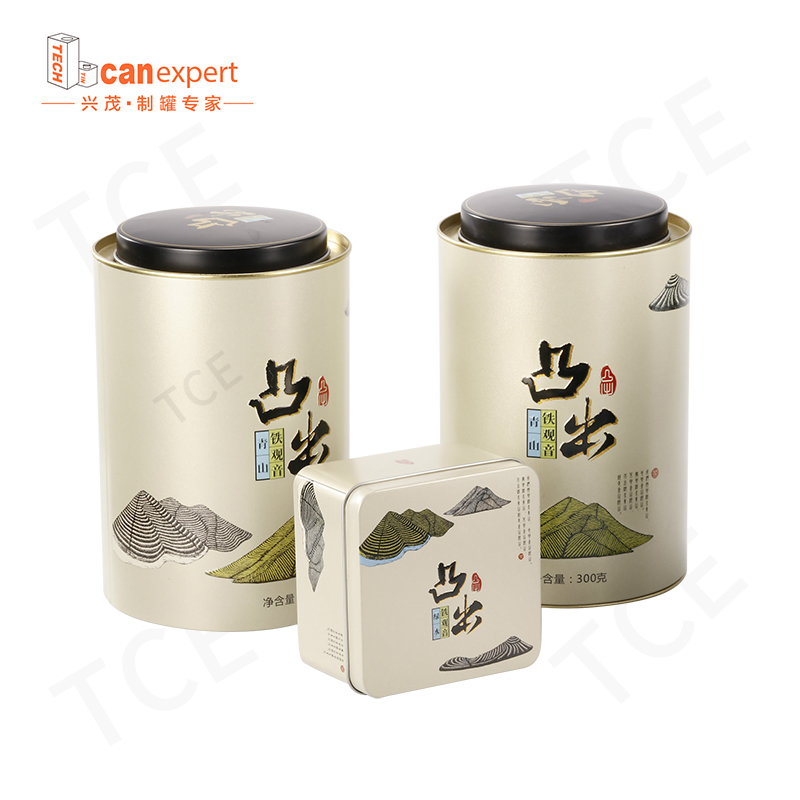 Factory personalizado rectangular redonda de metal empaquetado de té de lujo lata de lata de lata de lata de almacenamiento de almacenamiento