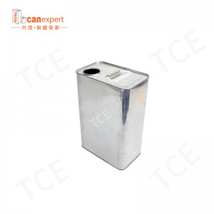 Square rectangular vacío aceite químico de metal de metal recipiente con tapa de plástico para pintura o embalaje de aceite