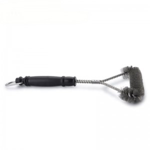 Pizza horno barbacoa parrilla cepillo de acero inoxidable cerdas de acero inoxidable con manija de plástico