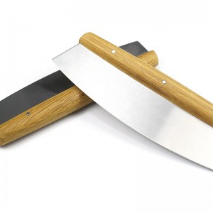 OEM/ODM 304 PIZCA DE PIZZA DE PIZZA DE ACERO INOXIDA CORTE DE Pizza con mango de madera de roble