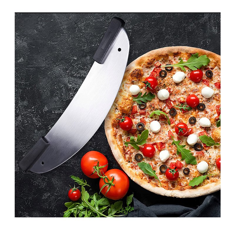 Pizza de cortador de acero inoxidable de 20 pulgadas, pizza de pizza rockera para el mango de plástico de la cocina denegocios